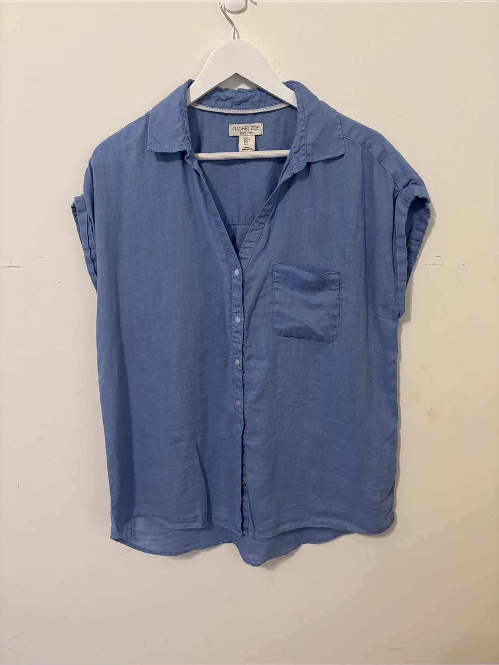 Rachel Zoe Light Blue Linen Button Shirt